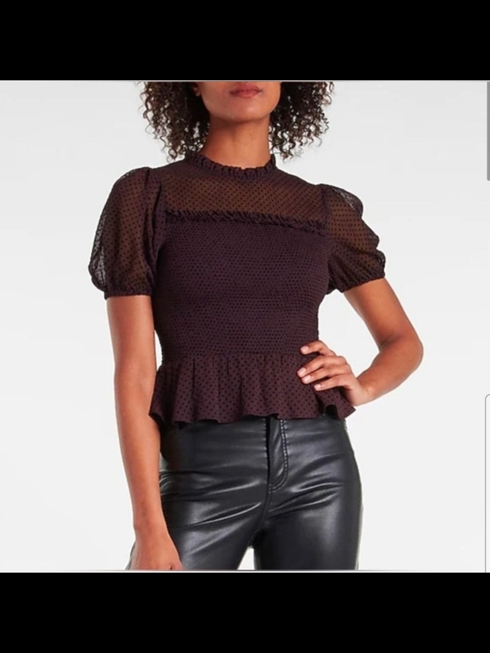 NWT Express Plum Polka Dot Sheer Top